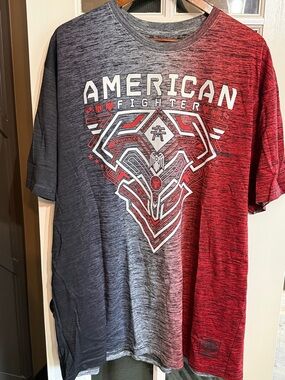 AMERICAN FIGHTER Fosters Red & Gray Ombre Graphic Tee Size 4X NWT